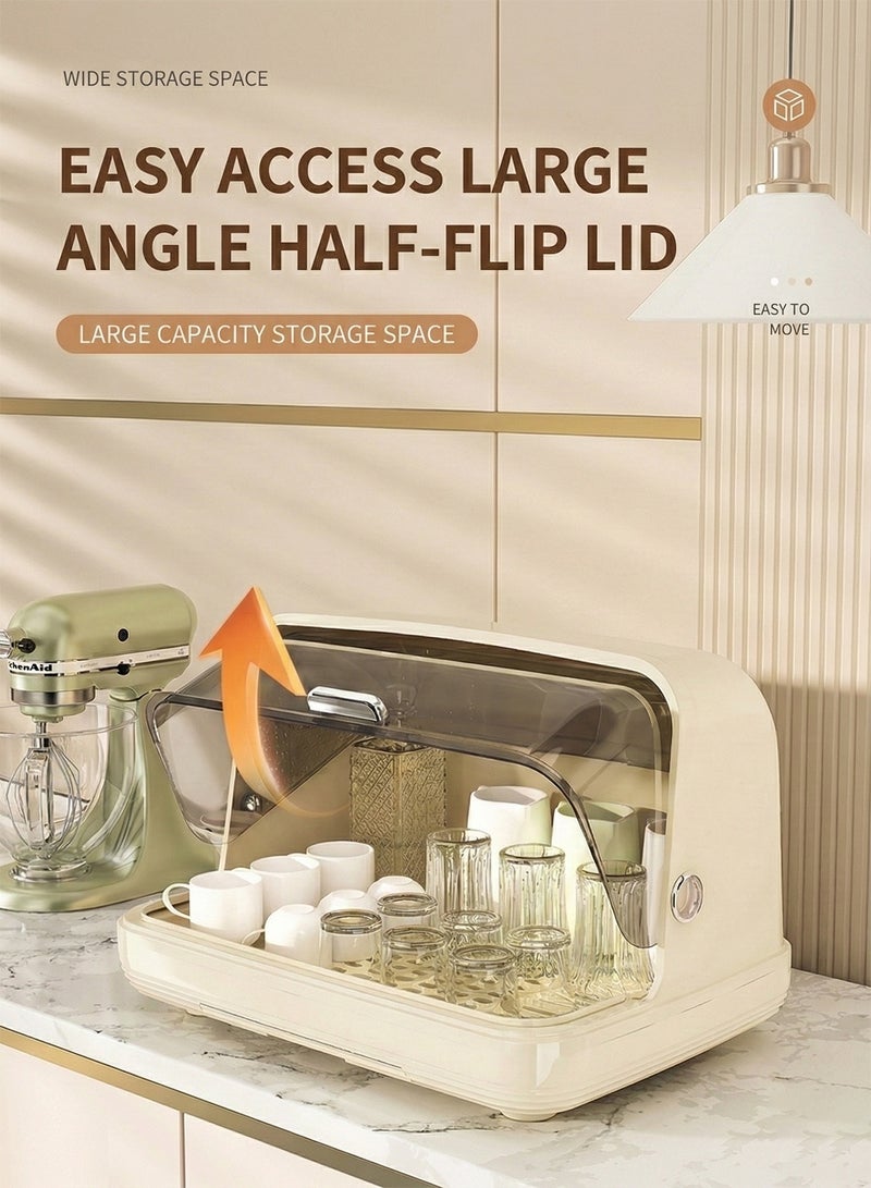 YOONISPRO Baby Bottle Drying Rack with Anti-Dust Cover – Vertical Bottle Storage Organizer with Detachable Brackets, Pull-Out Drain Board & Cup Holder | Portable Tableware Drying Rack for Kitchen Cabinet & Household Use - Image 3